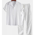 Ensemble chemise et pantalon à manches courtes de couleur unie pour homme