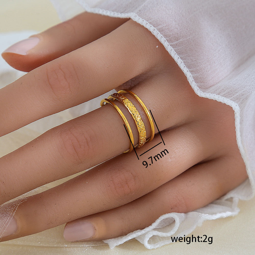 Stainless Steel Gold Plated Leaf Ring