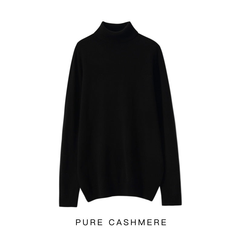 High Neck Pure Wool Sweater Men Pullover Knitted Casual