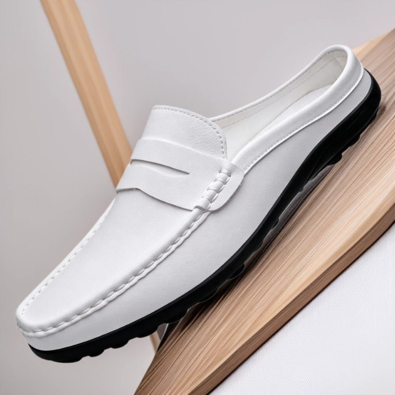 Mens Casual Slip-On Leather Slippers