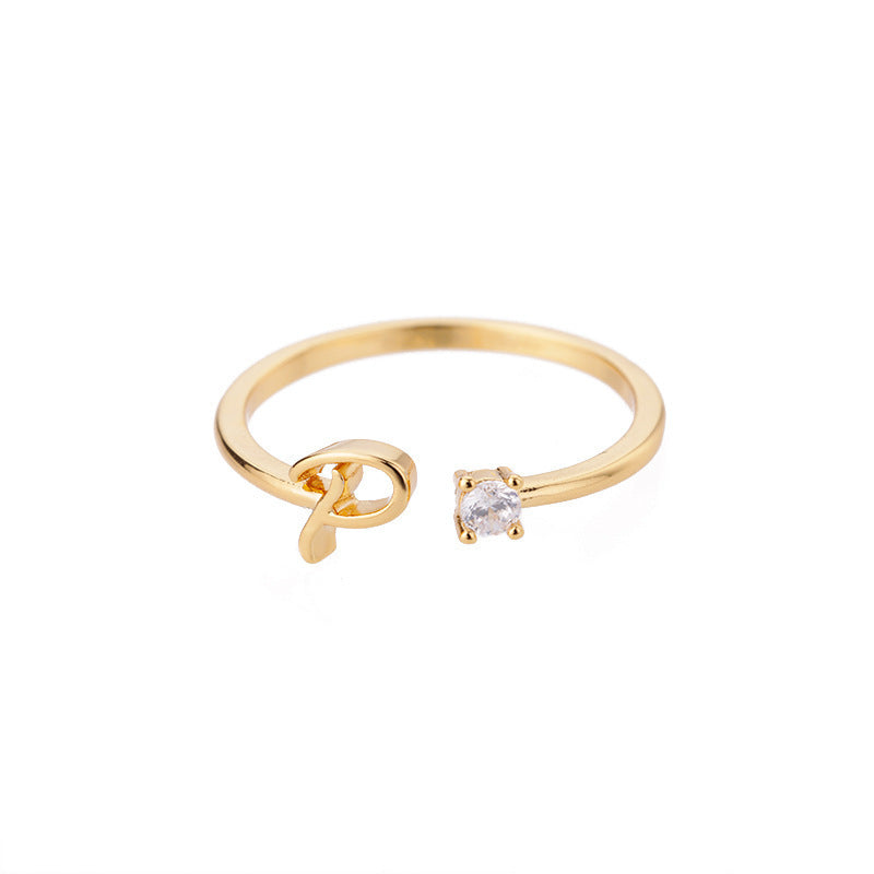 Alphabet Letter Ring Gold Plated Zinc Alloy Jewelry