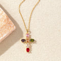 Gold Plated Cross Necklace with Zircon