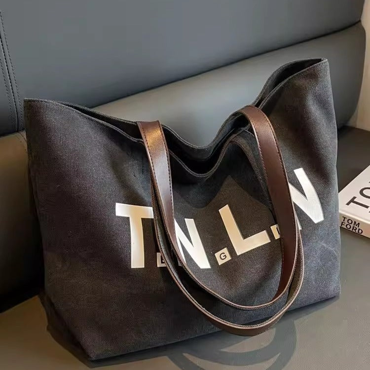 Shoulder Bag women's large capacity canvas handbag student fashion all-match commuter make-up bag