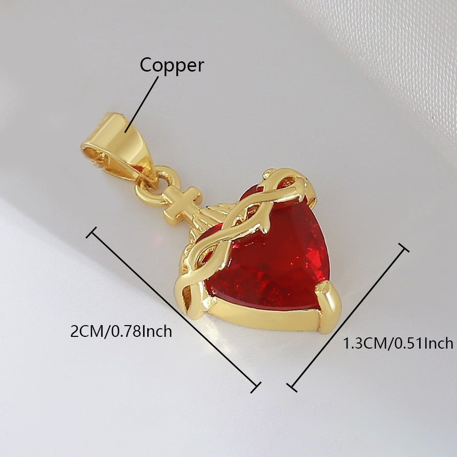 Gold Plated Heart Cross Pendant
