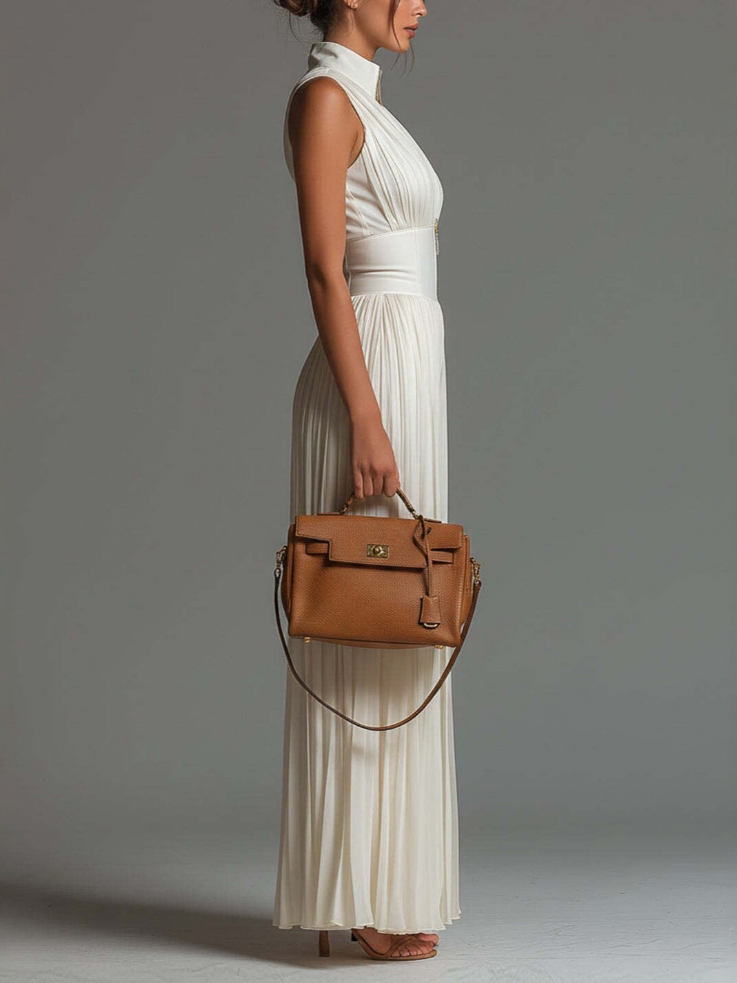 Women Sexy Pleated Halter Neck Wide Leg Jumpsuit