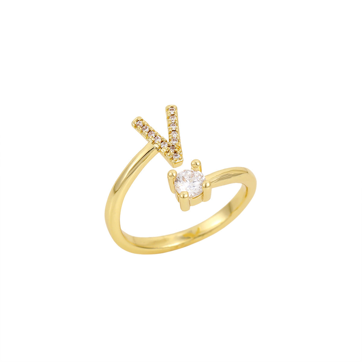 Gold Plated Letter Initial Open Rings