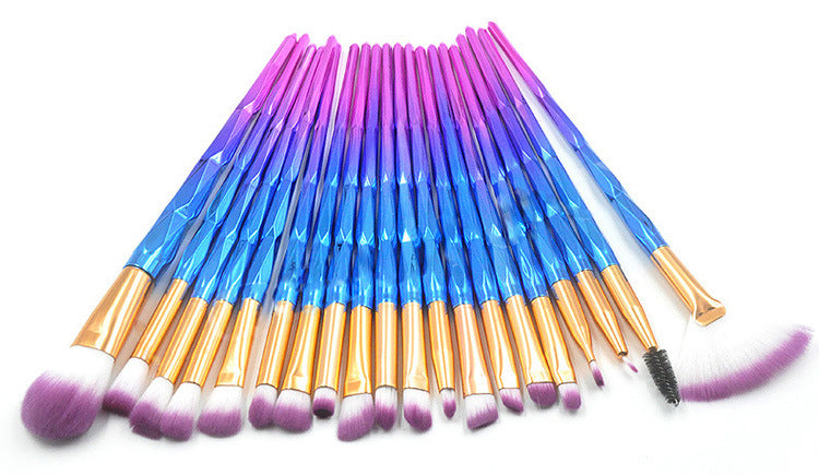 20-piece set of diamond-tipped makeup brushes