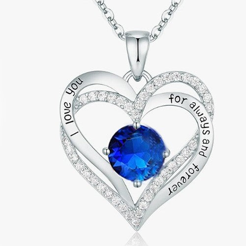Heart Birthstone Necklace Rose Gold