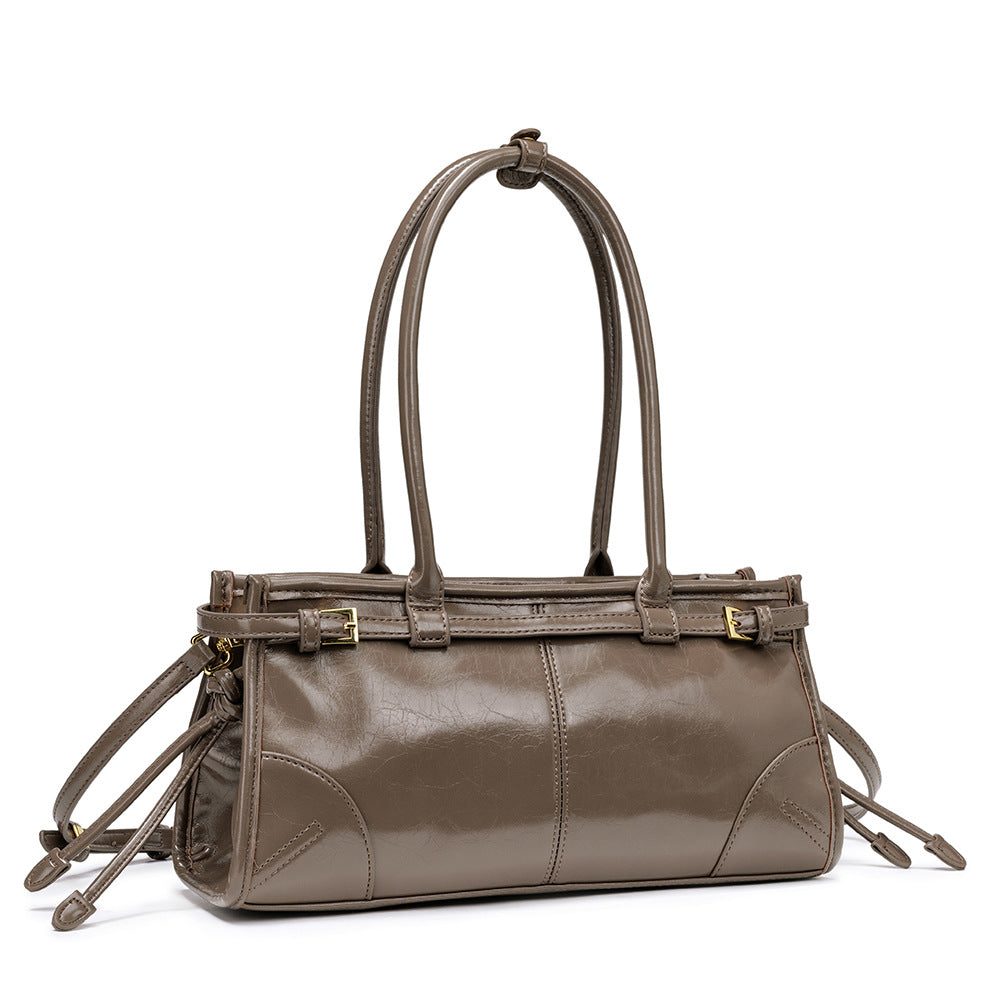 Women Retro Oil Wax Leather Tote Bag