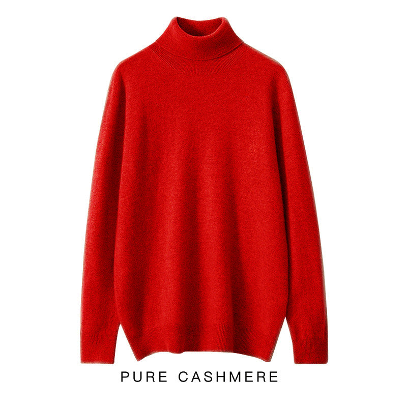High Neck Pure Wool Sweater Men Pullover Knitted Casual