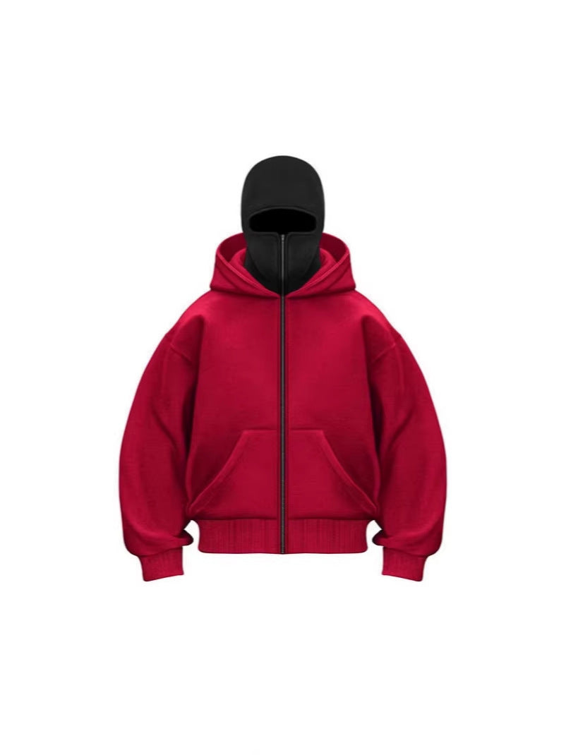 Mens Color Block Hooded Zip Sweatshirt