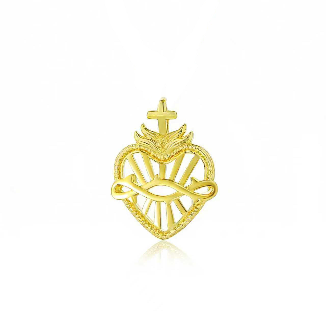 Gold Plated Heart Cross Pendant