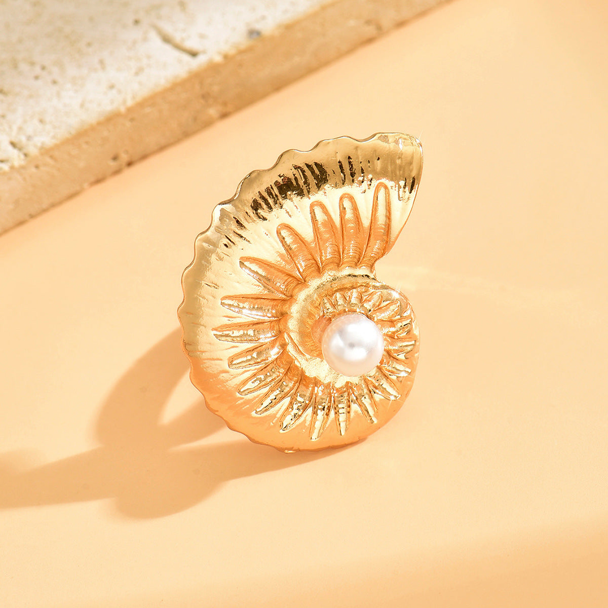 Gold Plated Open Rings with Seashell and Starfish Design