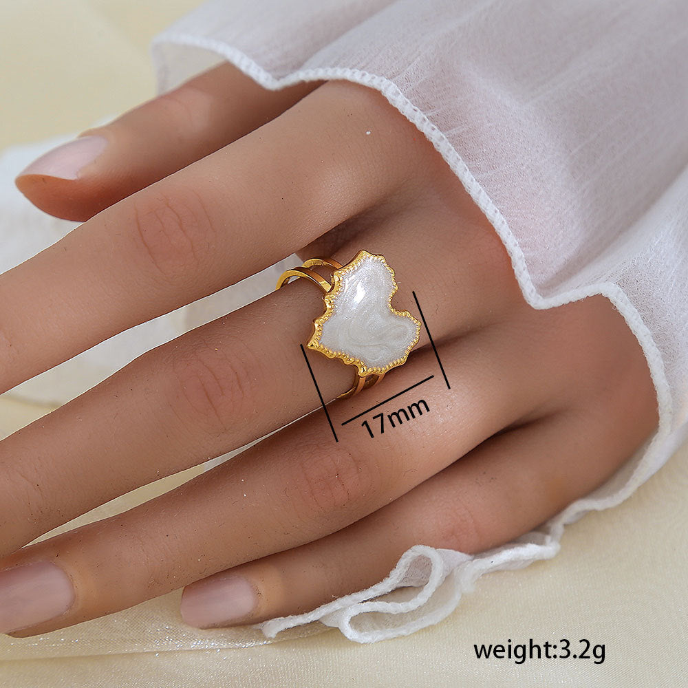 Stainless Steel Gold Plated Leaf Ring