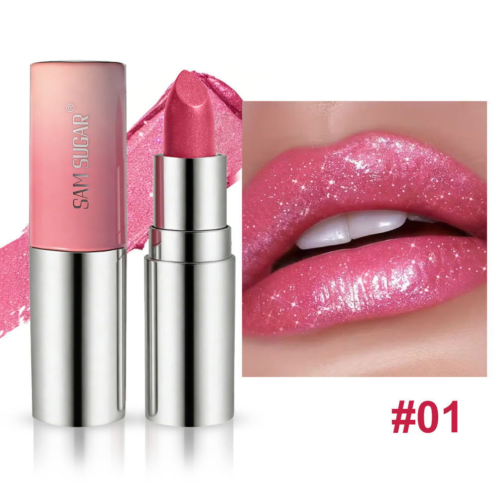 6-Color Gradient Pearly Lipstick with Fine Shimmer