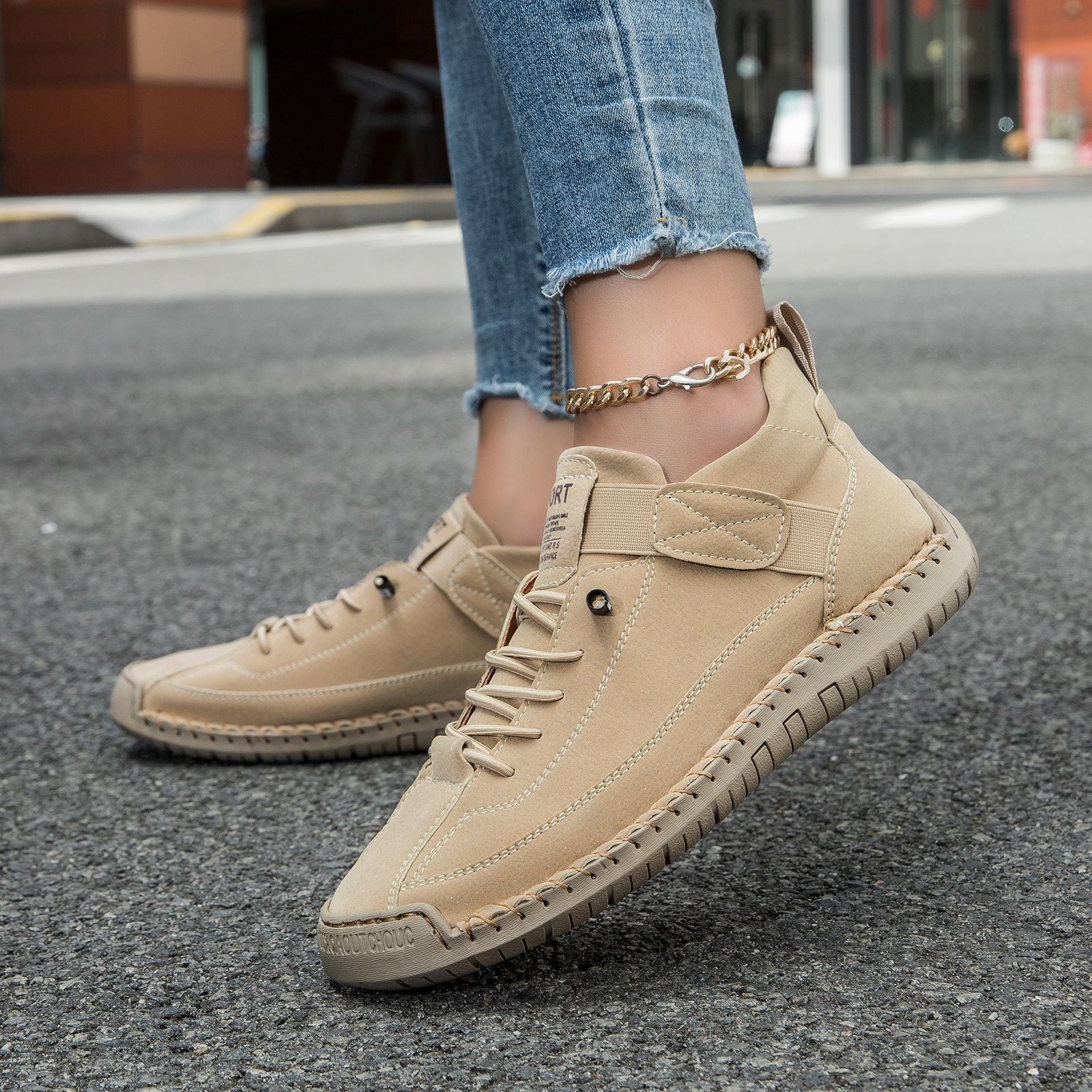 Handgenähte Damen-Freizeitschuhe flach