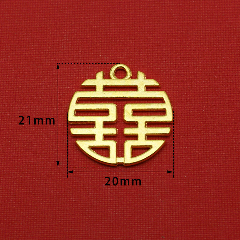 Gold Wedding Double Happiness Alloy Pendant