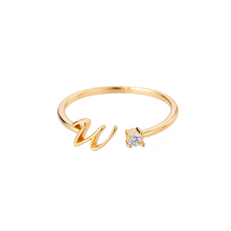 Alphabet Letter Ring Gold Plated Zinc Alloy Jewelry