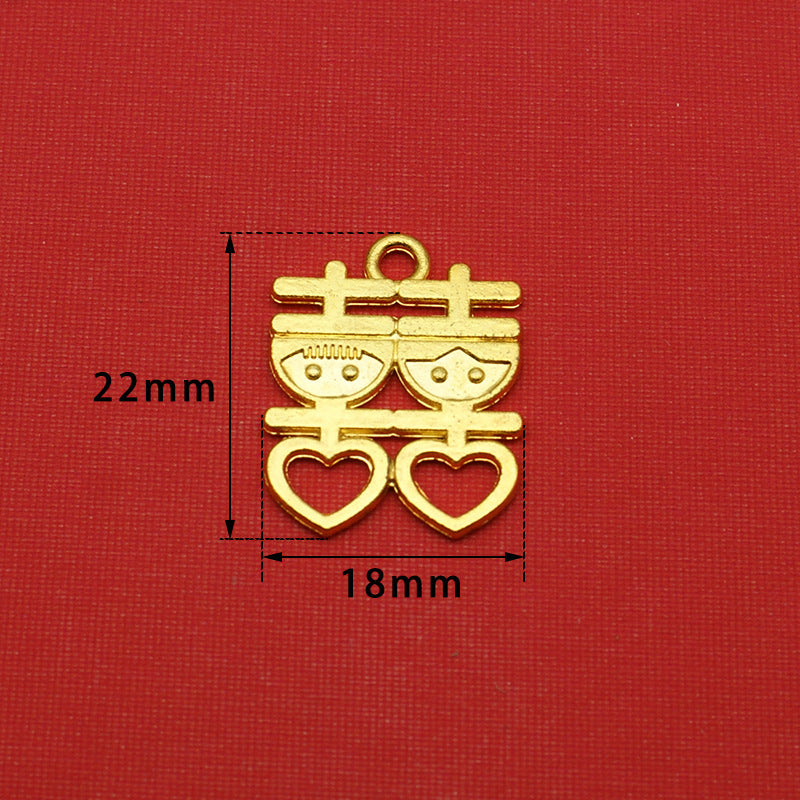 Gold Wedding Double Happiness Alloy Pendant