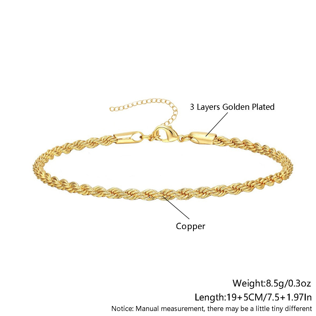 Stackable Gold Plated Chain Bracelet