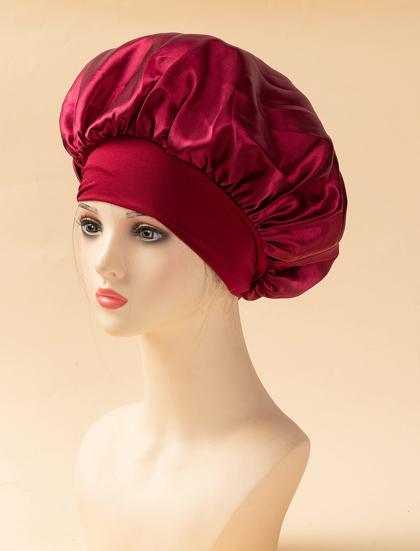 Wide-brimmed, high-elasticity headscarf/beauty cap