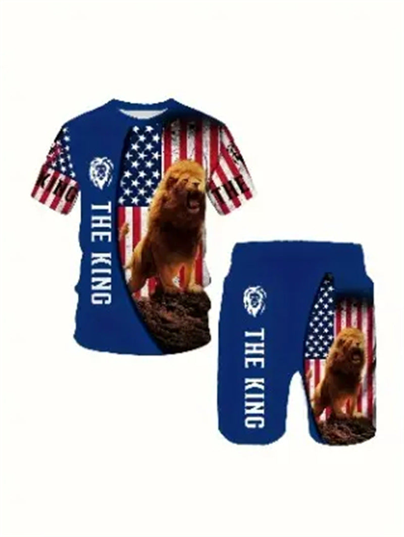 Herren Sportswear Set 2-teilig – Grafik-Top & Shorts THE KING | Men's 2-Piece Graphic Sportswear Set THE KING