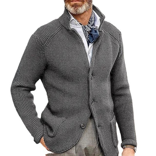 Mens Casual Solid Color Knit Jacket