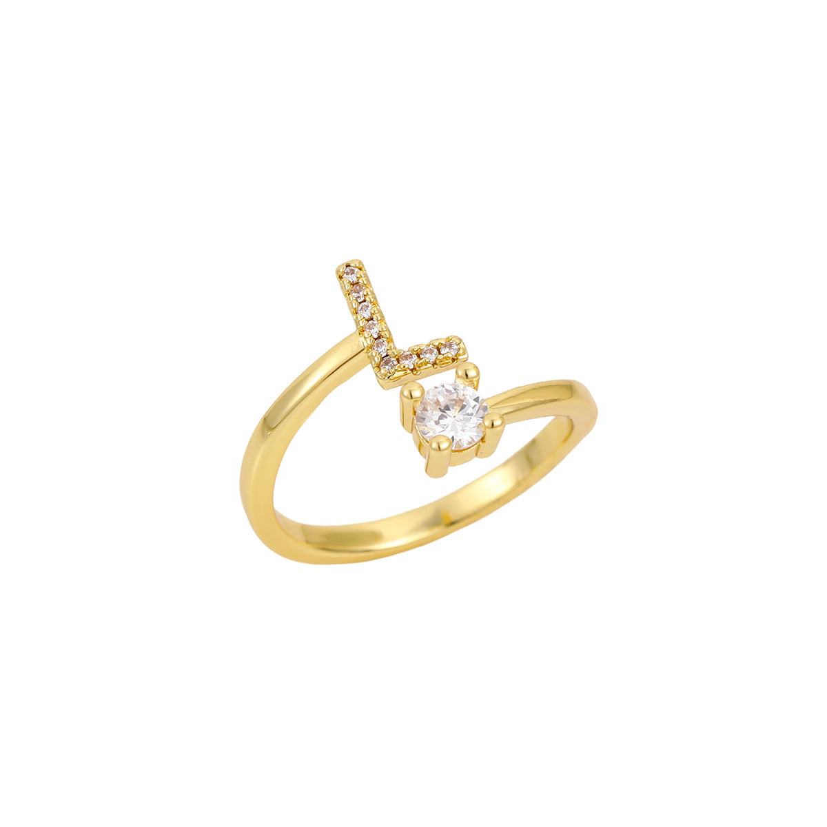 Gold Plated Letter Initial Open Rings