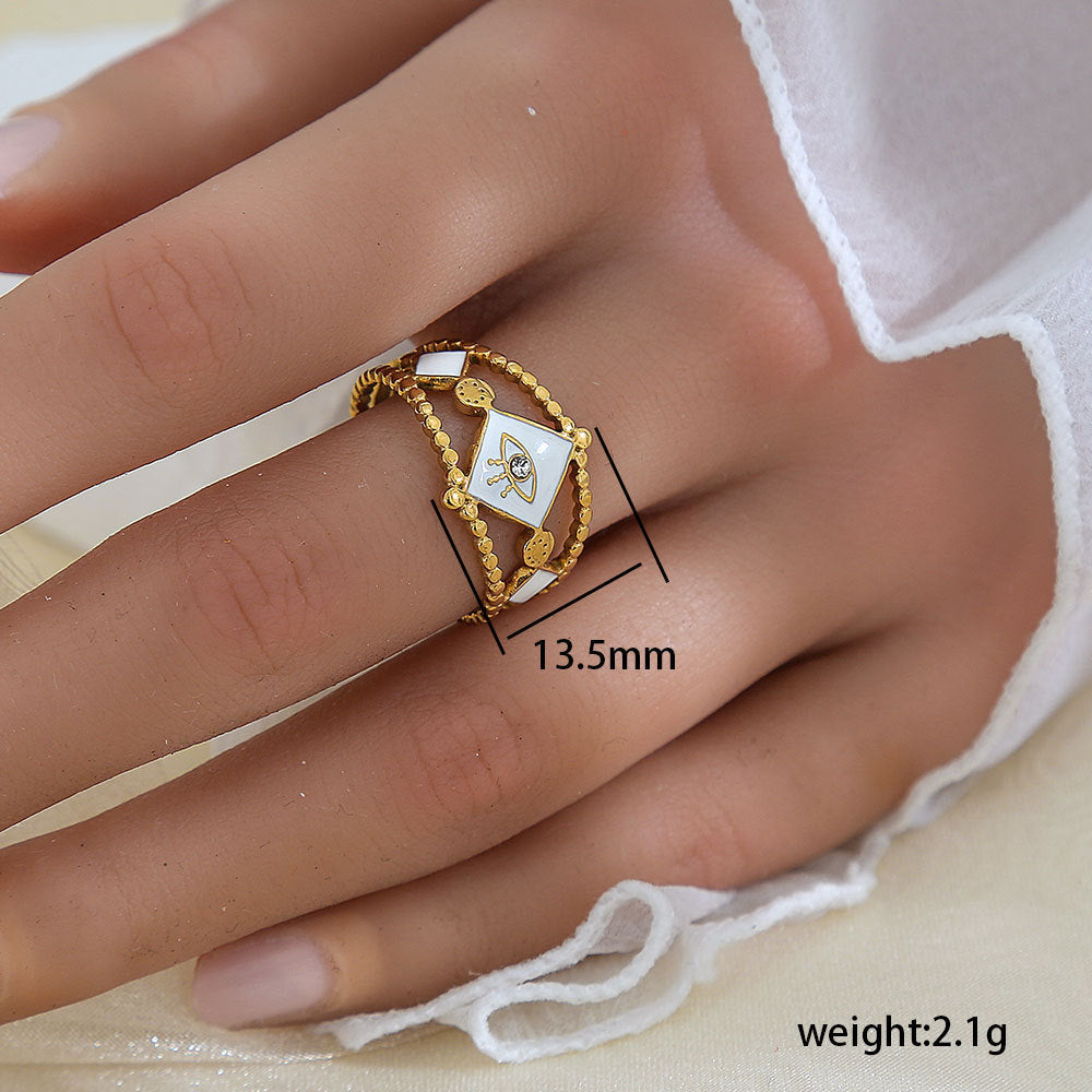 Stainless Steel Gold Plated Leaf Ring