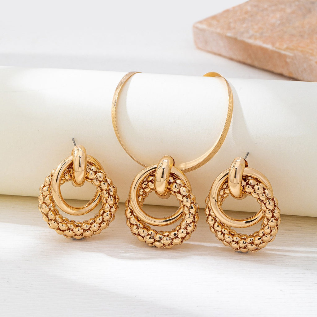 Gold Schlangenkette mit Ohrringen Set Damen | Gold Snake Chain Necklace with Earrings Set Women