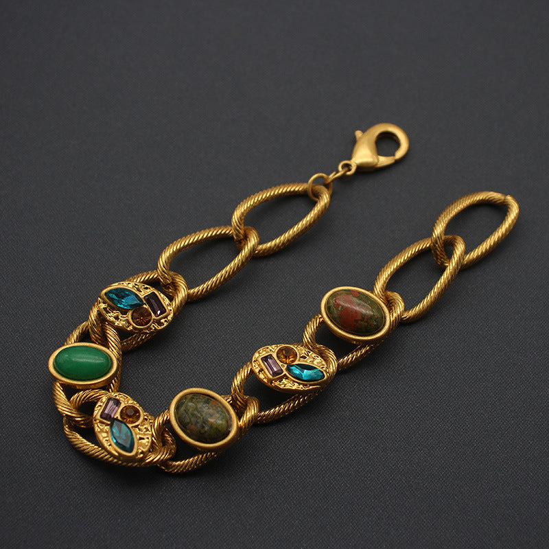 Vintage Gold Plated Gemstone Bracelet