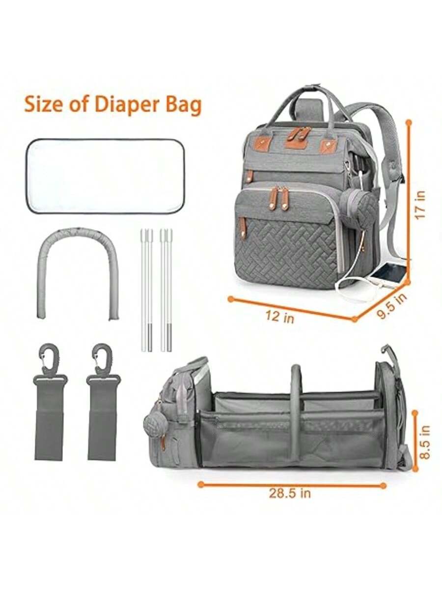 Multifunctional Mommy Diaper Bag with Foldable Bed