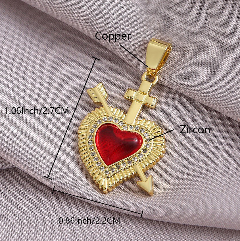 Gold Plated Heart Cross Pendant