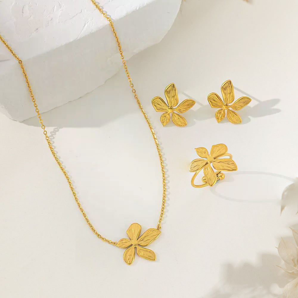 Floral Embossed Titanium Gold Plated