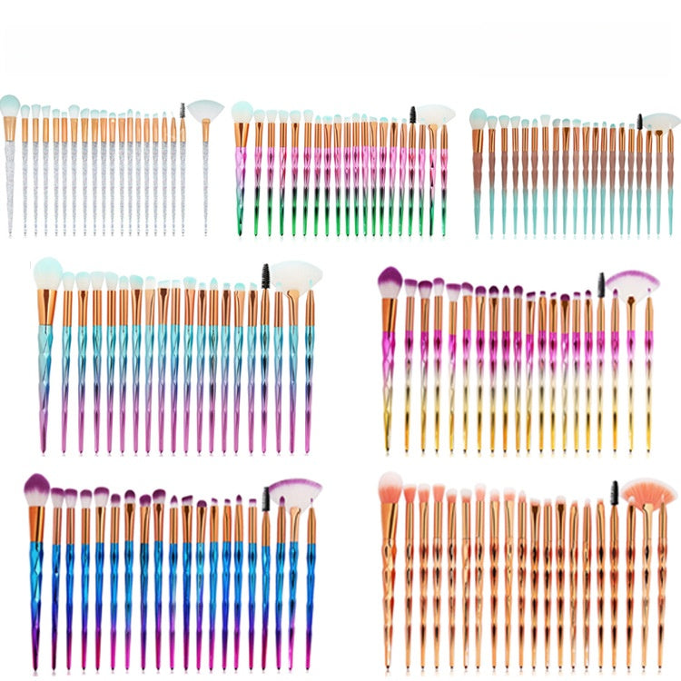 20-piece set of diamond-tipped makeup brushes