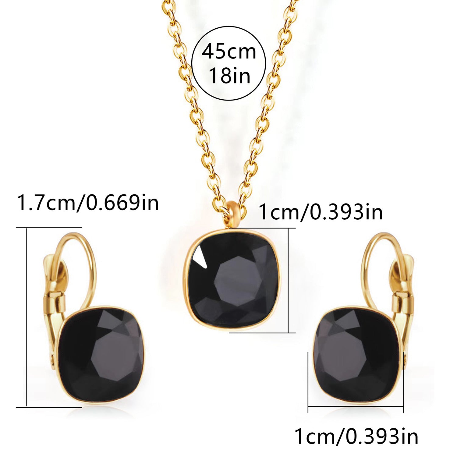 Square Zircon Jewelry with Gold Plated Finish