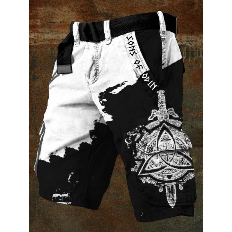 Herren 3D-Print Cargo-Shorts mit Reißverschluss Halloween-Design S–5XL | Men's 3D Print Halloween Cargo Shorts with Zipper S–5XL