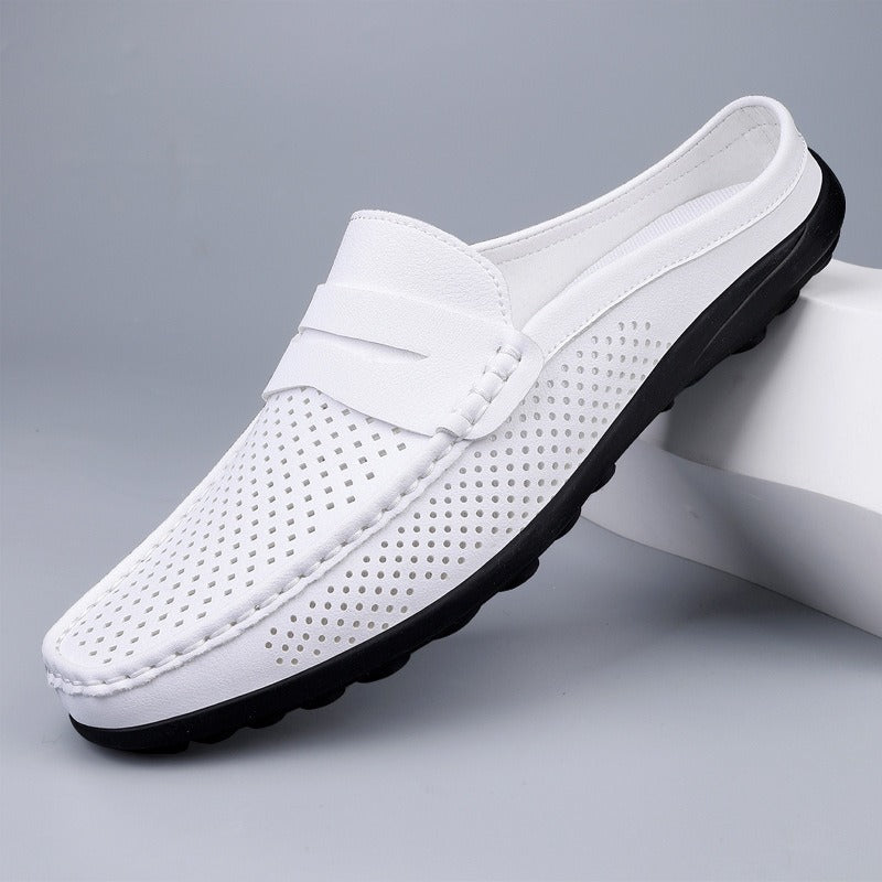 Mens Casual Slip-On Leather Slippers