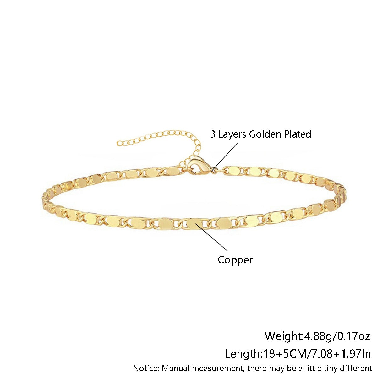 Stackable Gold Plated Chain Bracelet