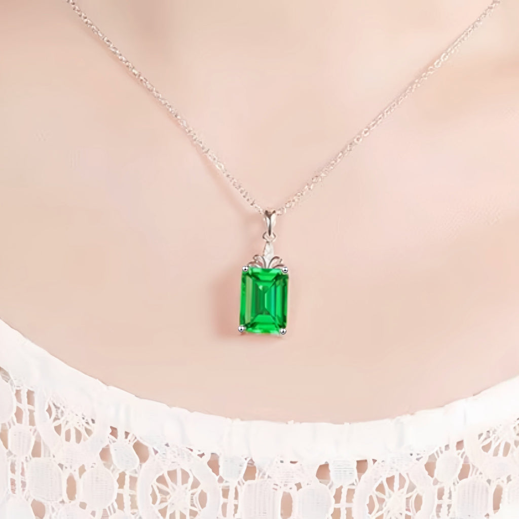 Geometric Gemstone Pendant with 18K Gold Plating