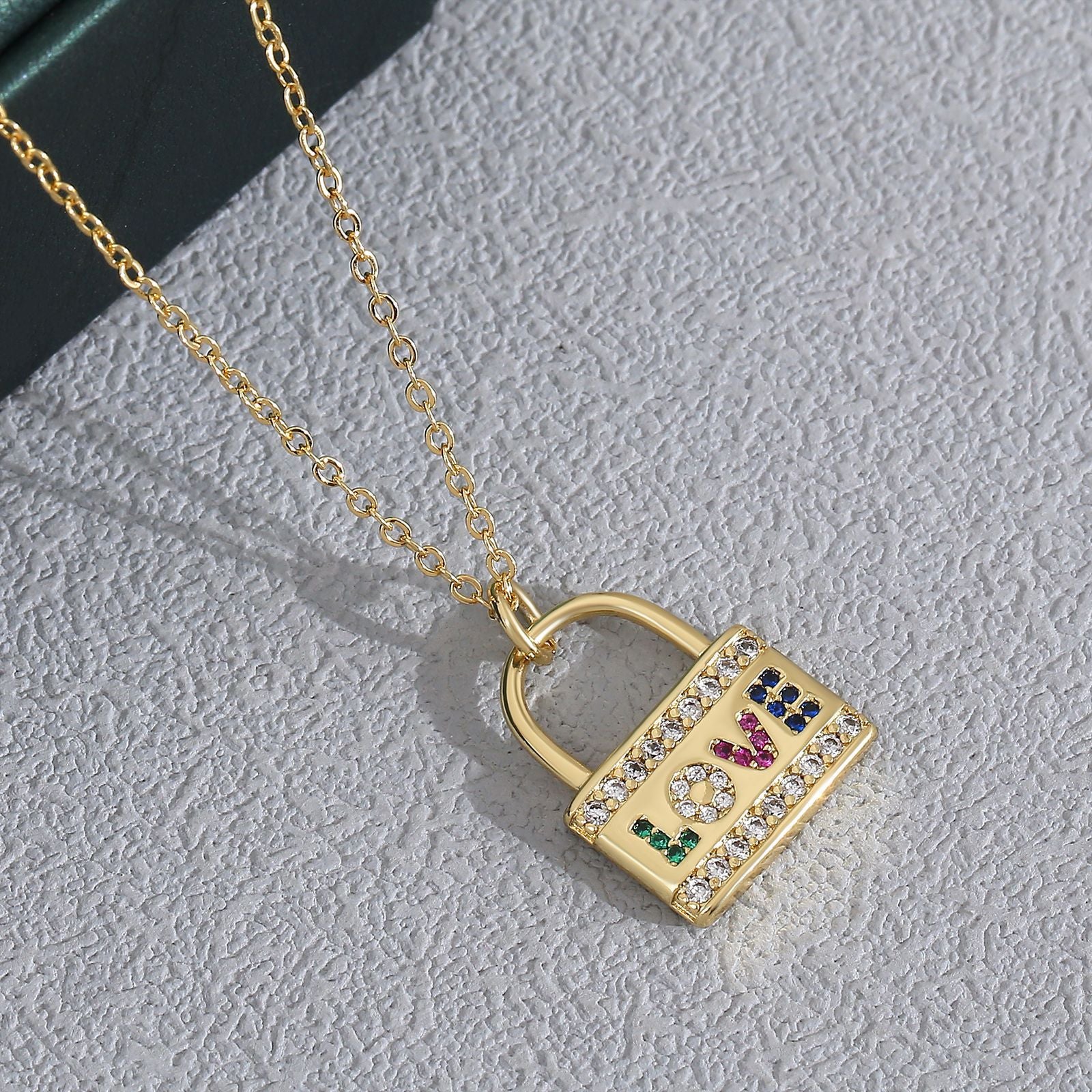 Heart Shaped Zircon Necklace Gold Plated Chain