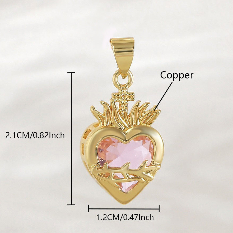 Gold Plated Heart Cross Pendant