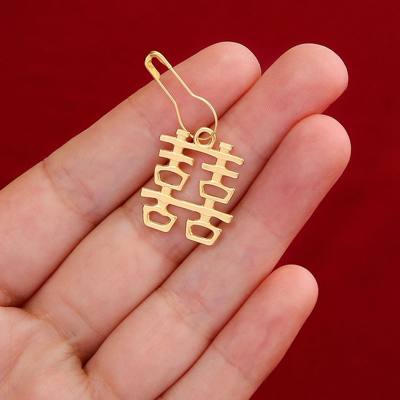 Gold Wedding Double Happiness Alloy Pendant