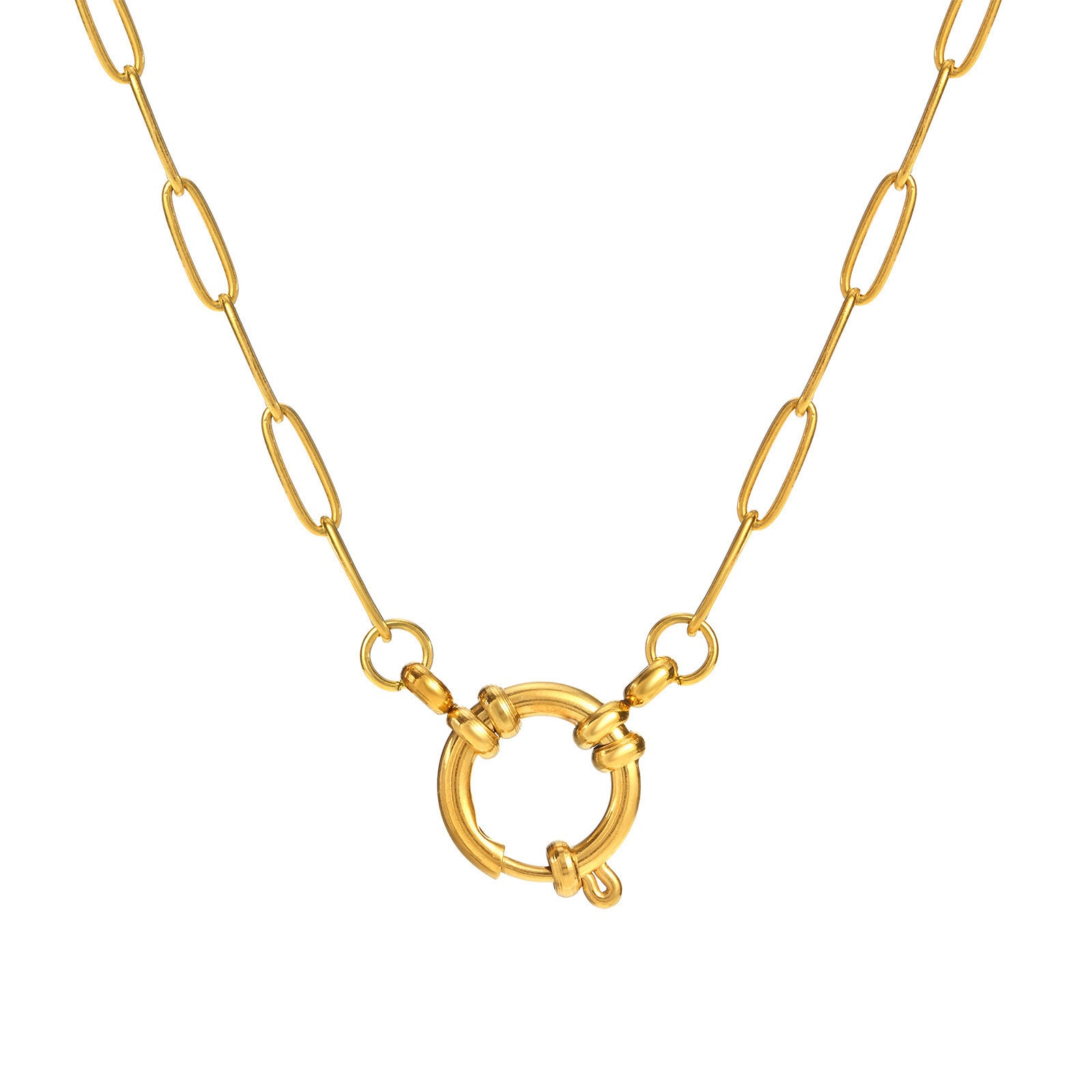 Animal Themed Stainless Steel Gold Plated Pendant Necklace