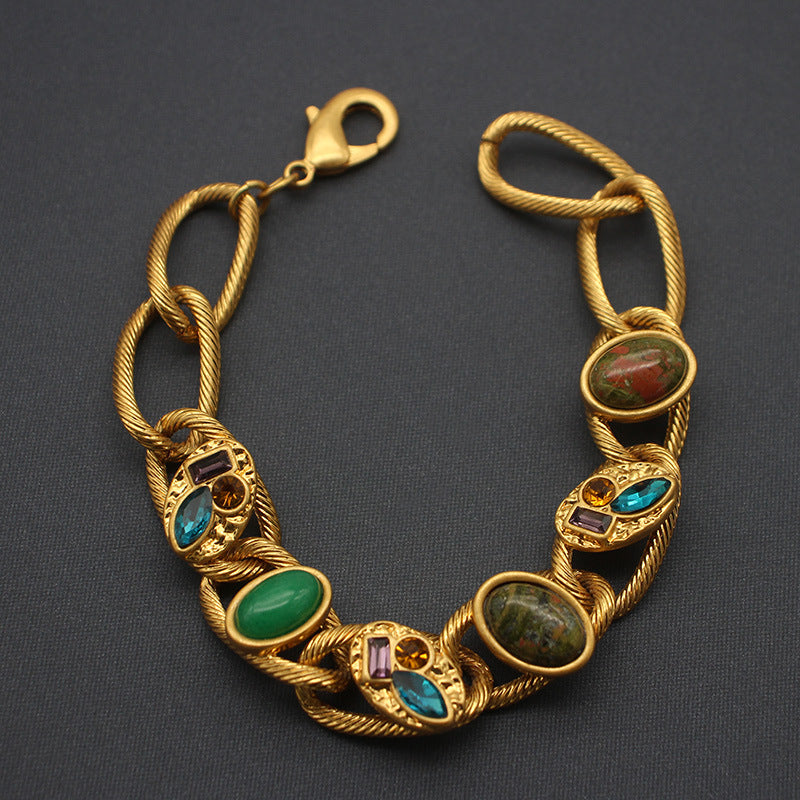 Vintage Gold Plated Gemstone Bracelet