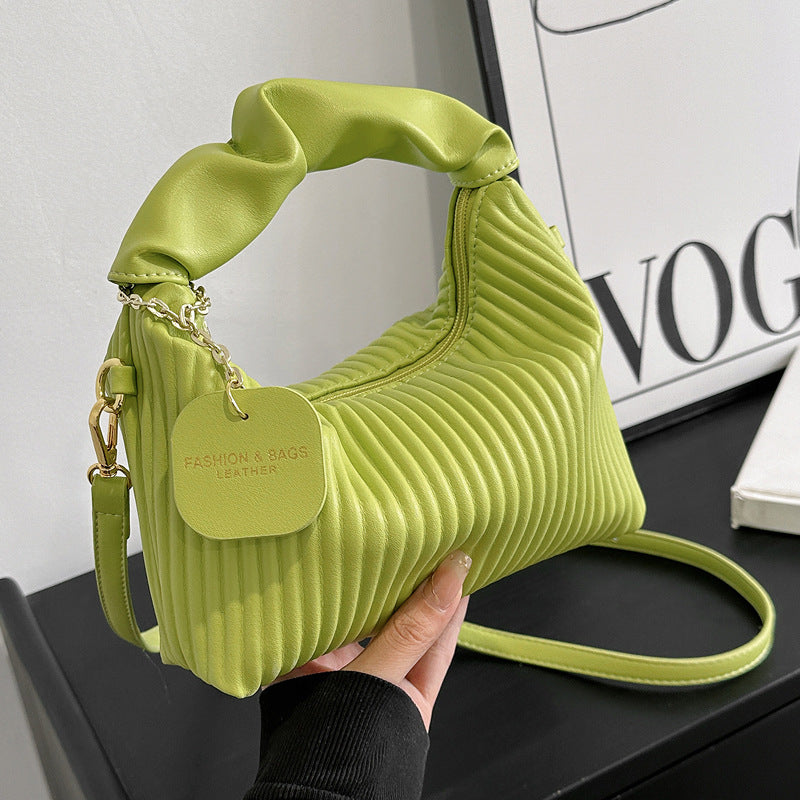 Textured vertical stripe handbag 2025 new niche design shoulder messenger bag foreign style all-match bag women's wholesale