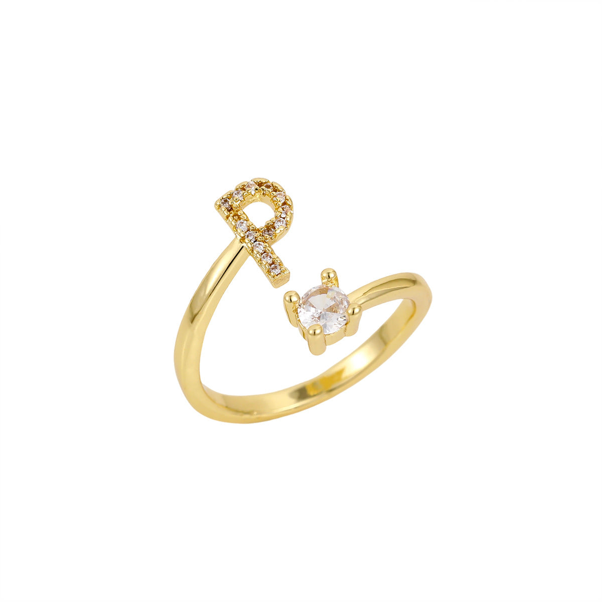 Gold Plated Letter Initial Open Rings