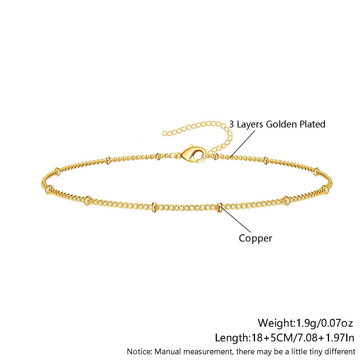 Stackable Gold Plated Chain Bracelet