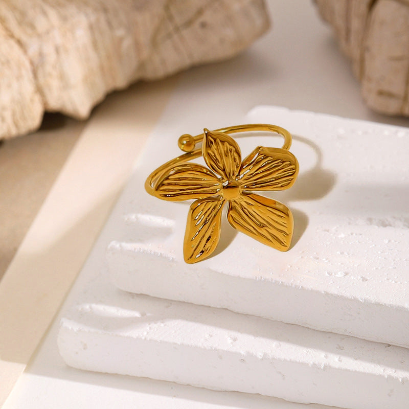 Floral Embossed Titanium Gold Plated