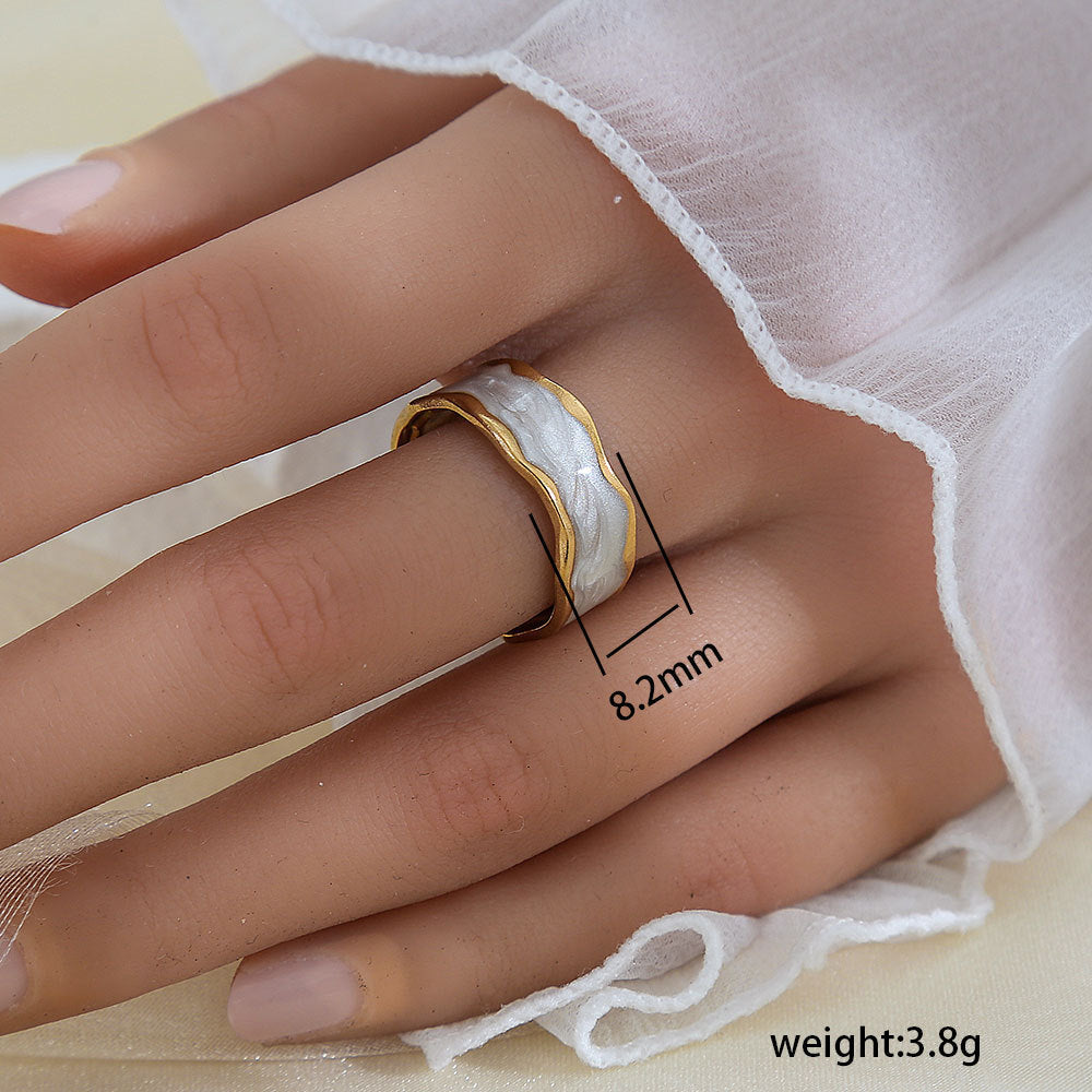 Stainless Steel Gold Plated Leaf Ring